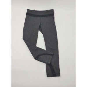 Lululemon Inspire Crop II Leggings Womens 4 Black Herringbone Running Athleisure